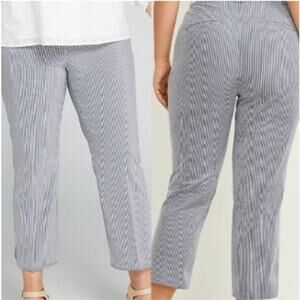 Lane Bryant The Allie Crop Dress Pants White Blue Pinstripes Size 26